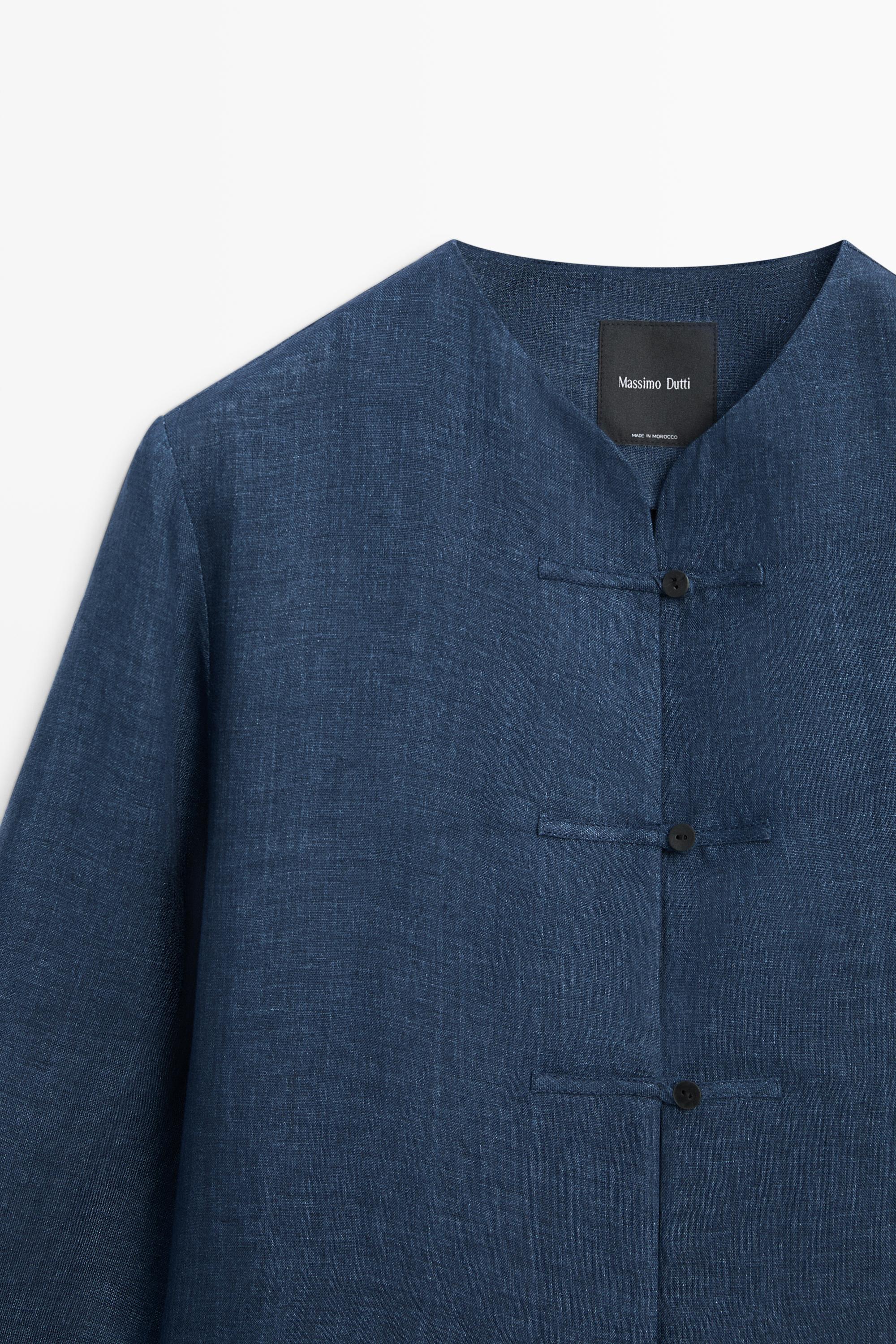 100% linen overshirt with toggle details